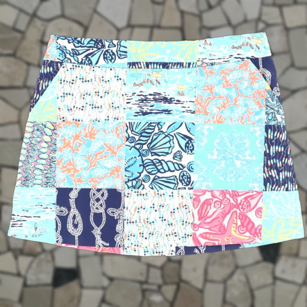 Lilly Pulitzer Lilly Pulitzer Pattern Patch Lined Cotton Twill Skirt Multi-Colored All Over Print Women's 4 Size 27" / US 4 / IT 40 - 1 Thumbnail