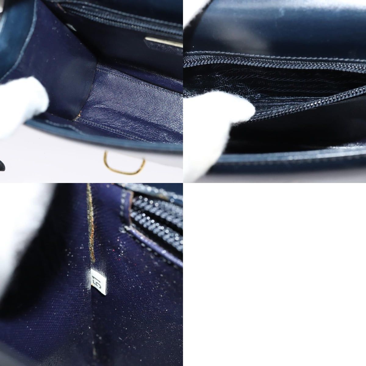 Prada PRADA Shoulder Bag Leather Navy Gold Size ONE SIZE - 12 Thumbnail