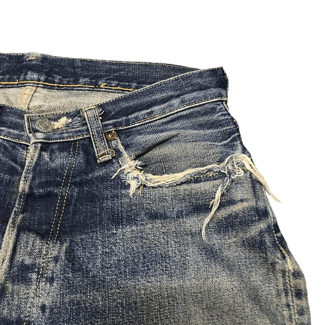 Denime Vintage Denime Japan Thrashed Denim Selvedge Leather Patch Size US 30 / EU 46 - 11 Thumbnail