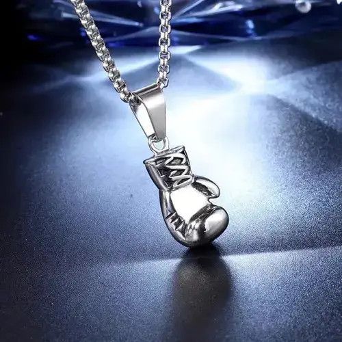 Chain x Jewelry Silver Color Boxing Glove Pendant Necklace, Men's