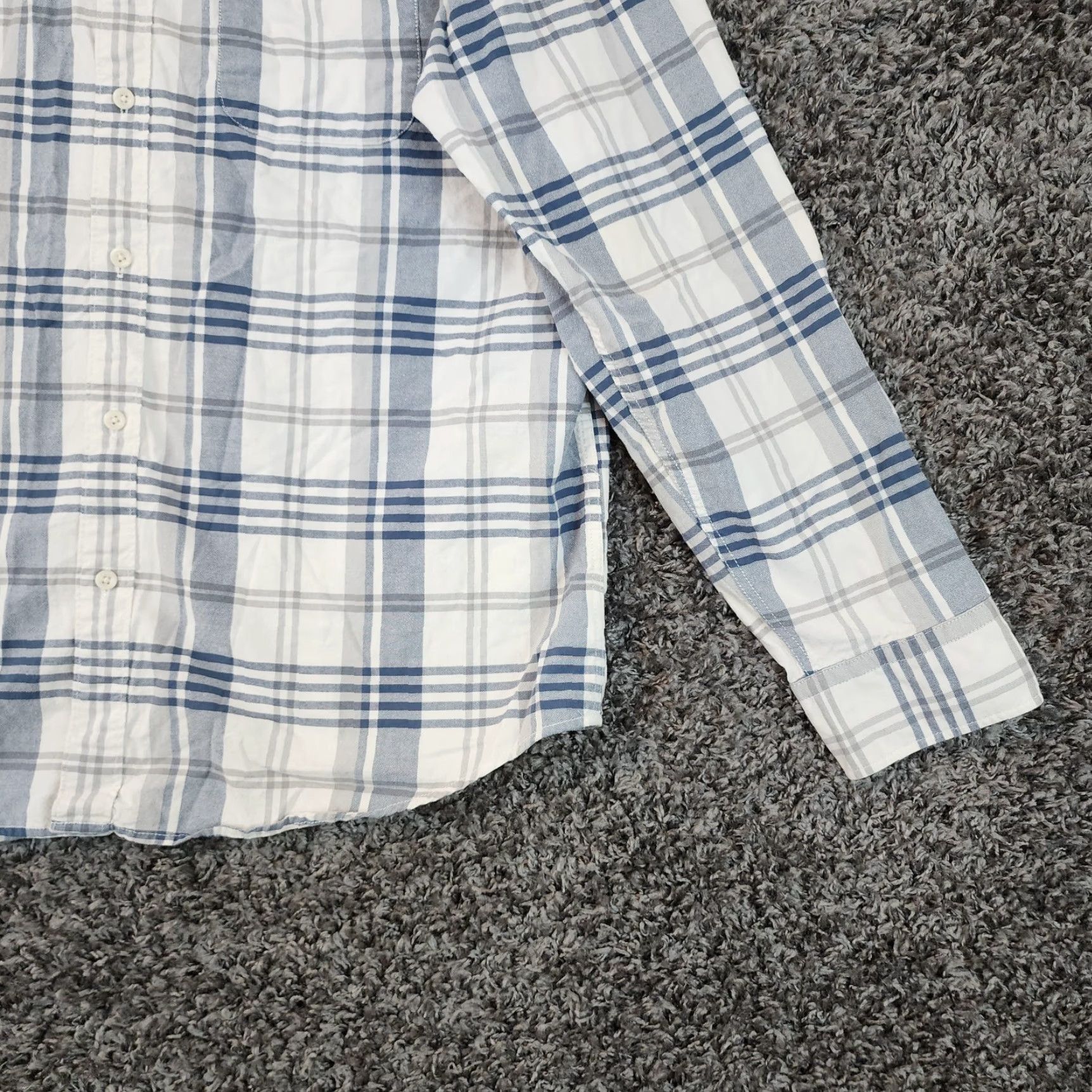 American Eagle Outfitters American Eagle Shirt XL White Gray Plaid Long Sleeve Button Up Mens Size US XL / EU 56 / 4 - 2 Thumbnail