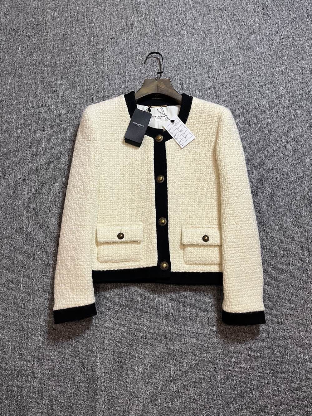 Saint Laurent Paris Saint Laurent Ivory Tweed Jacket Size 38 Size S / US 4 / IT 40 - 1 Thumbnail