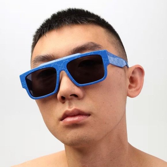 image of New Gucci Gg1460S - 008 GG Monogram Sunglasses in Blue, Men's
