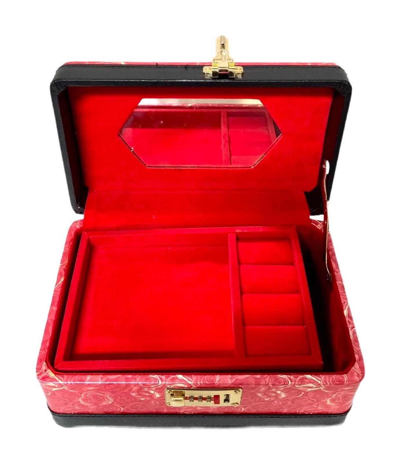 Other Jewelry Box Red Flower Pattern Storage Briefcase Size ONE SIZE - 2 Thumbnail