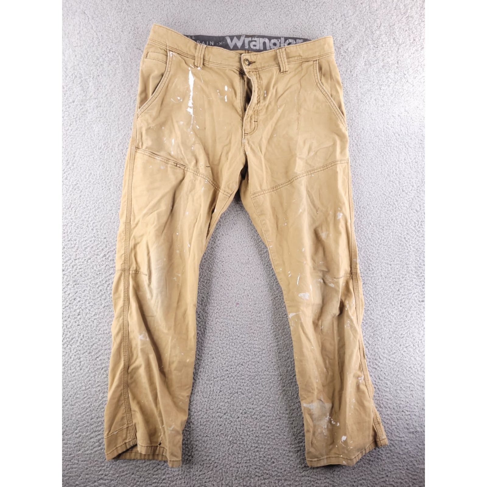 Wrangler Wrangler Pants Mens 34x29 Brown Straight Distressed Grunge Paint Stained Size US 34 / EU 50 - 2 Thumbnail