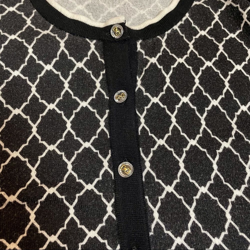 Other Charter Club Long Sleeve Button Front Cardigan Black White Size L / US 10 / IT 46 - 6 Thumbnail