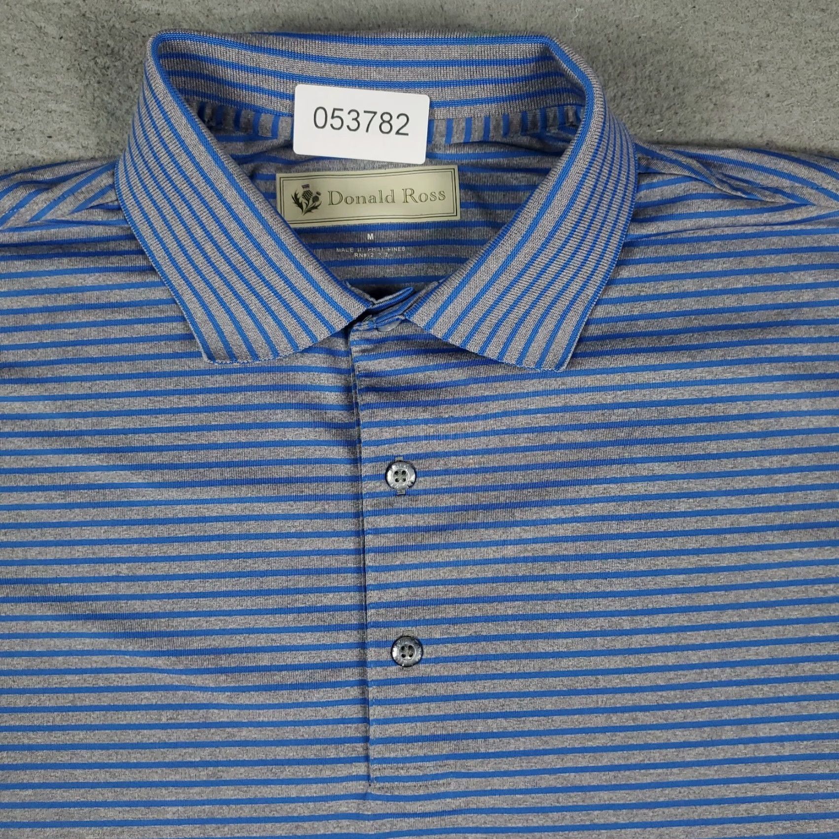 Vintage Donald Ross Polo Shirt Mens Size Medium Blue Striped Golf Short Sleeve Shirt Mens Polo Size US M / EU 48-50 / 2 - 2 Thumbnail