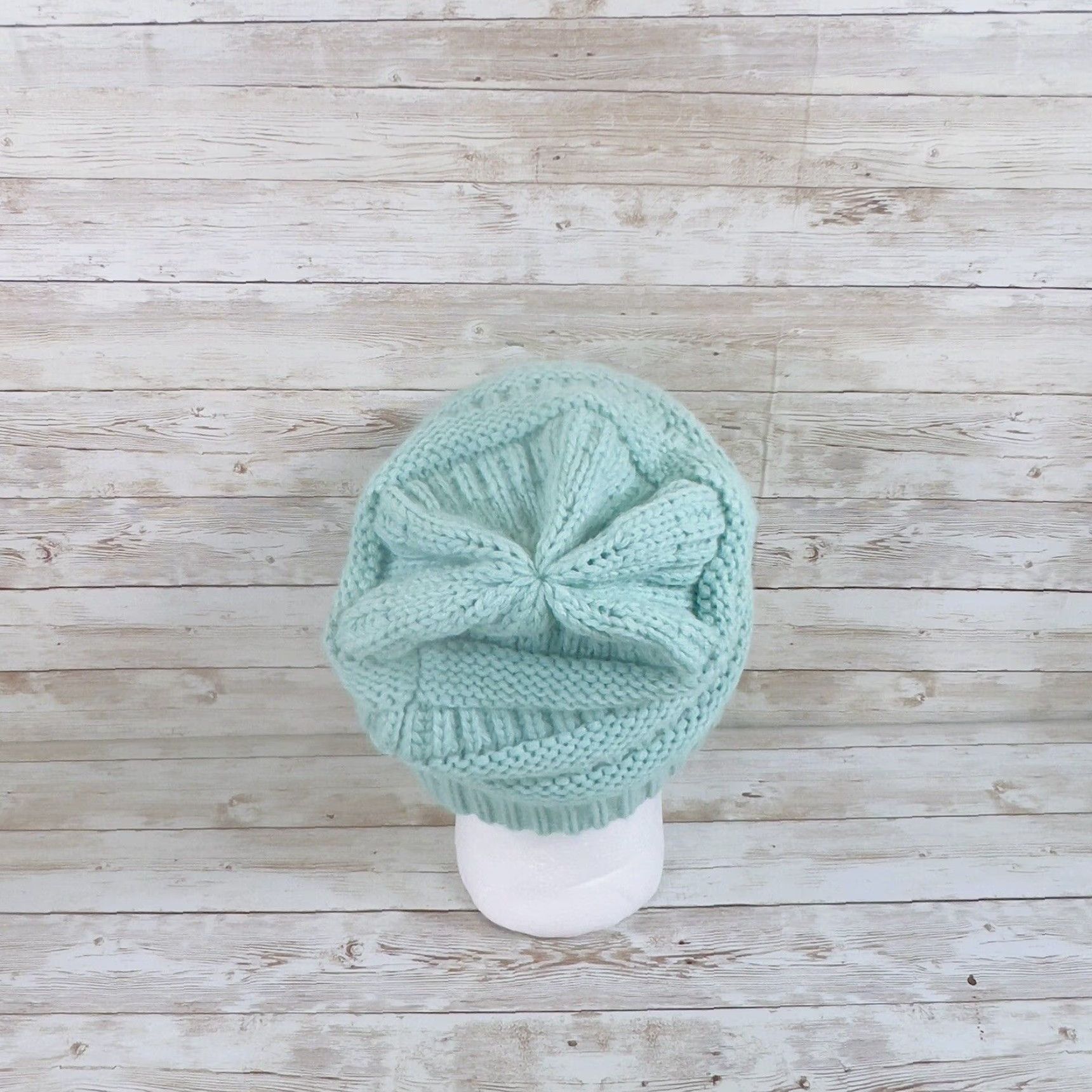 Vintage C.C Beanie Adults Unisex Knit Acrylic Fall Winter Solid Cable Stylish Warm One Size Mint Size ONE SIZE - 3 Thumbnail