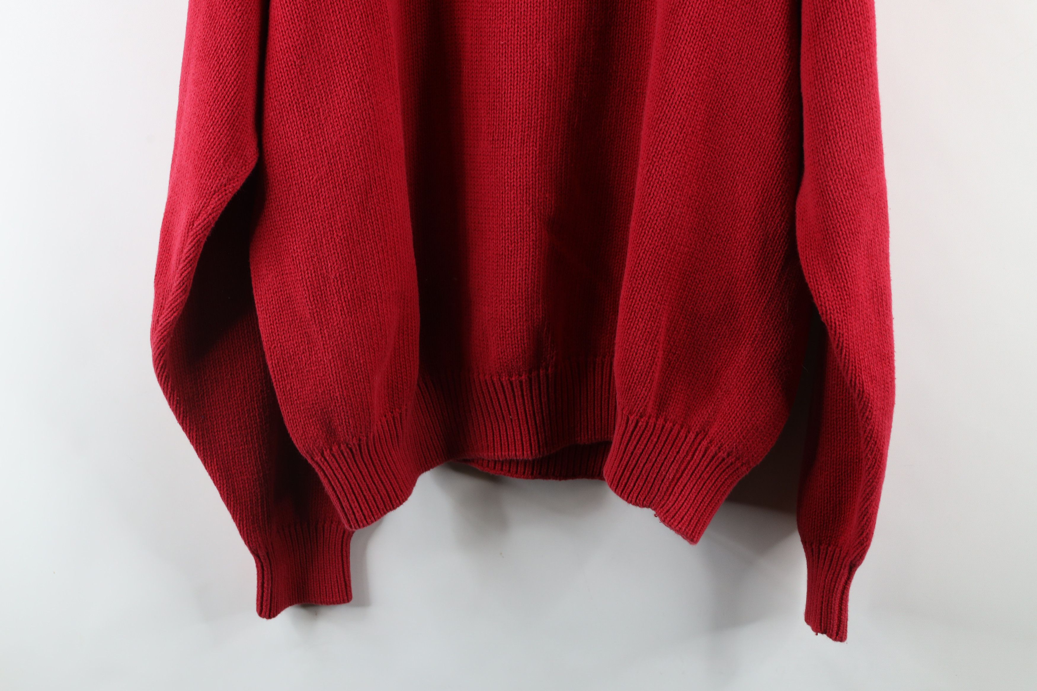 Vintage Vintage 90s Streetwear Blank Cotton Ribbed Knit Sweater Red Size US XL / EU 56 / 4 - 9 Thumbnail