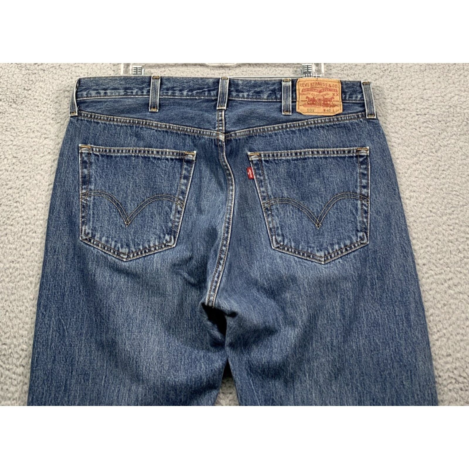 Levi's Levi’s 501 Jeans Men’s 40X33 Blue Dark Wash Button Fly Straight Leg - Mens, Jeans, 40x33, Levi's, Denim, Regular, Big & Tall Size US 40 / EU 56 - 5 Thumbnail