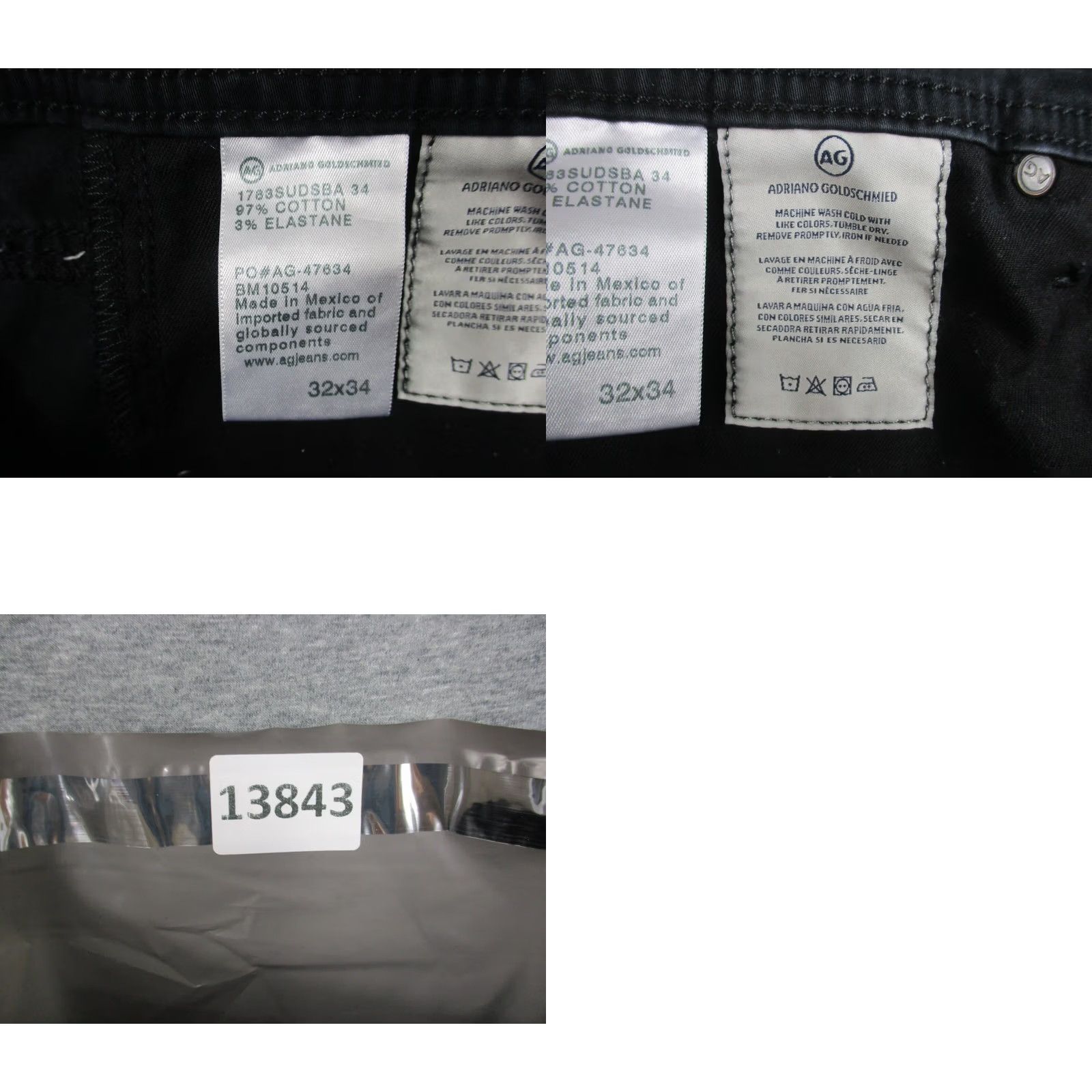 Vintage AG Adriano Goldschmied The Tellis Pants Mens 32x34 Black Slim Chino 5-Pocket Logo USA Modern Blokecore Size US 32 / EU 48 - 9 Thumbnail