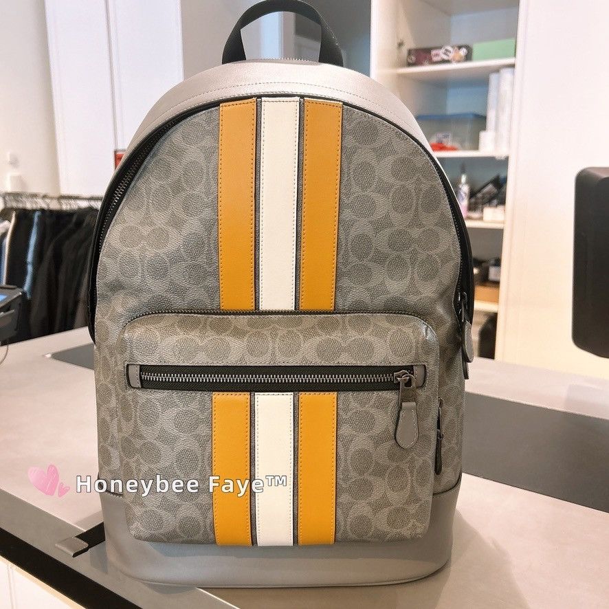 Coach West Backpack In Signature Canvas With Varsity Stripe CV922 Size ONE SIZE - 1 Thumbnail