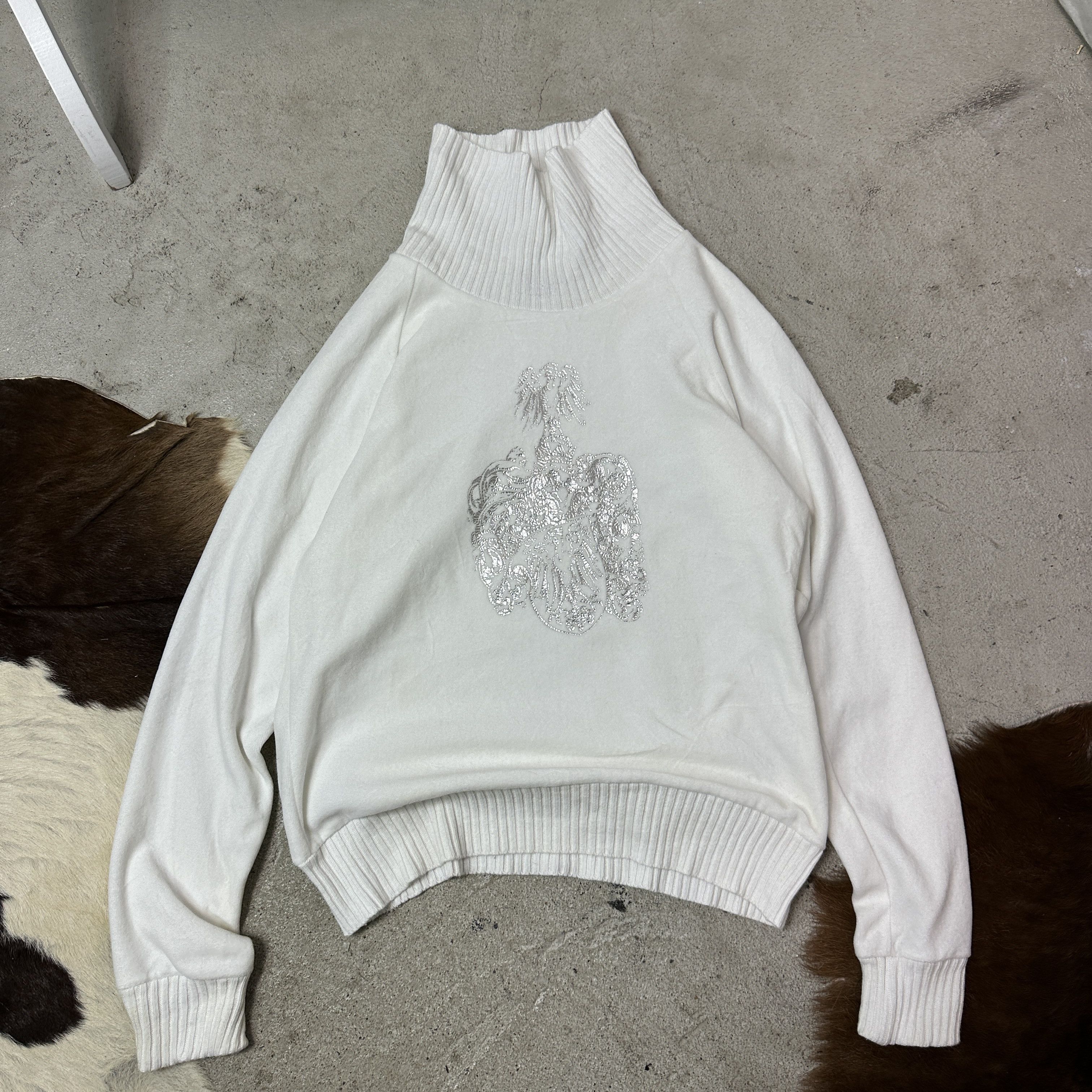 Vintage Vintage Velvet Printed Turtleneck Sweater Y2K Size L / US 10 / IT 46 - 4 Thumbnail