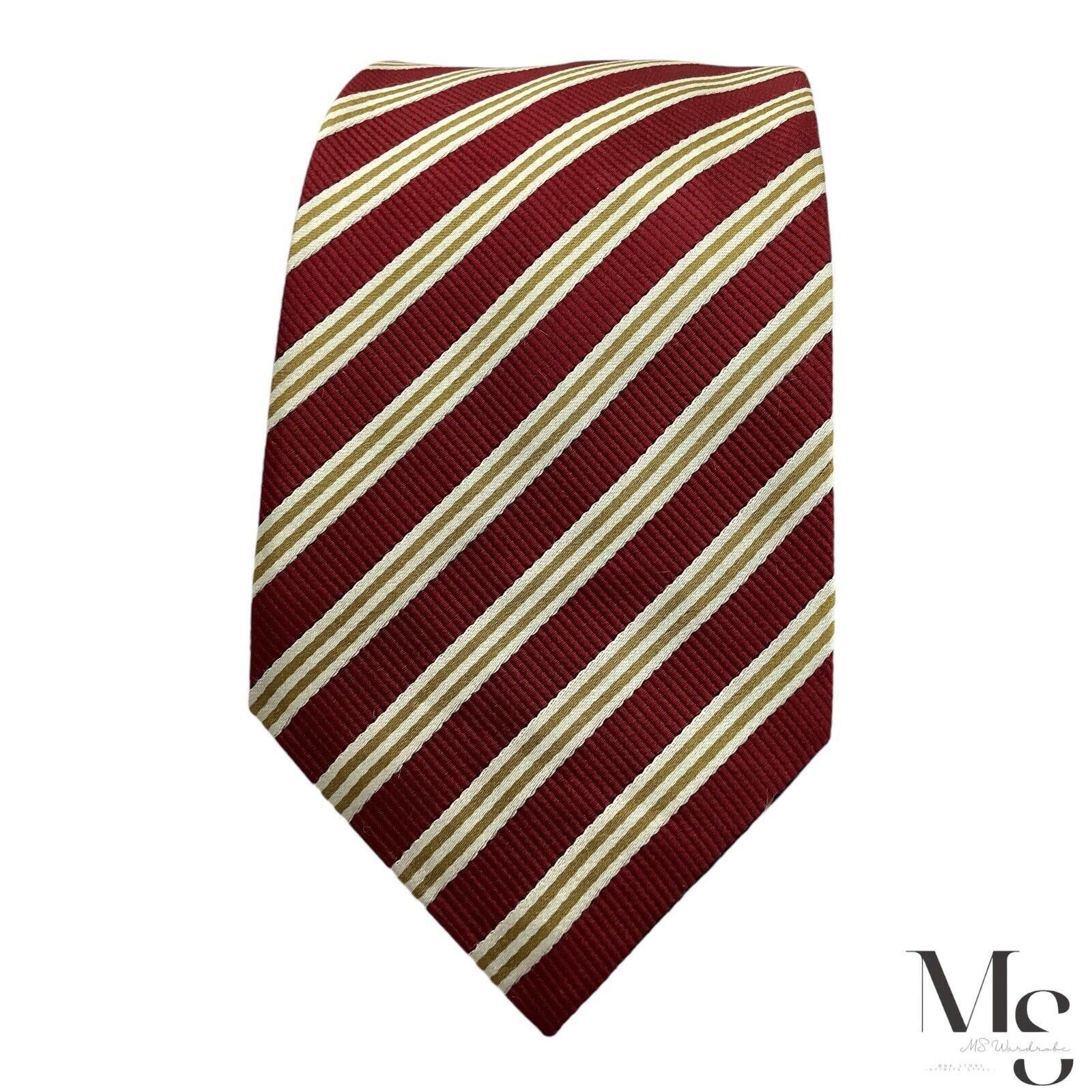 Paul Stuart PAUL STUART XL Red Striped Silk Tie Made In Italy W:3.5" EX Size ONE SIZE - 3 Thumbnail