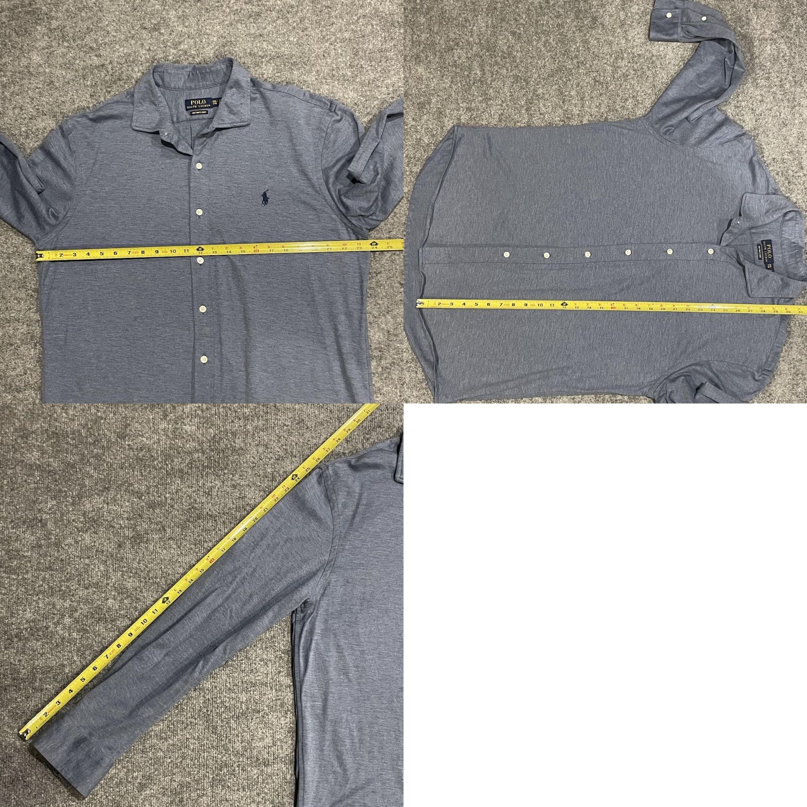 Polo Ralph Lauren Polo Ralph Lauren Knit Dress Shirt Mens 2XL Blue Long Sleeve Cotton Point Collar Size 48R - 8 Thumbnail