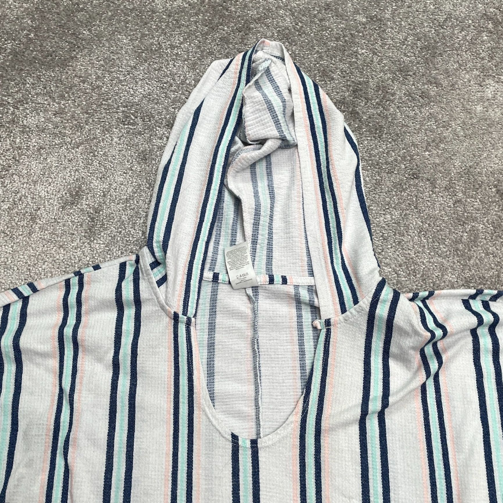Vintage Time And Tru Hoodie Beach Cover Up Womens L White Blue Striped Short Sleeve Size L / US 10 / IT 46 - 3 Thumbnail