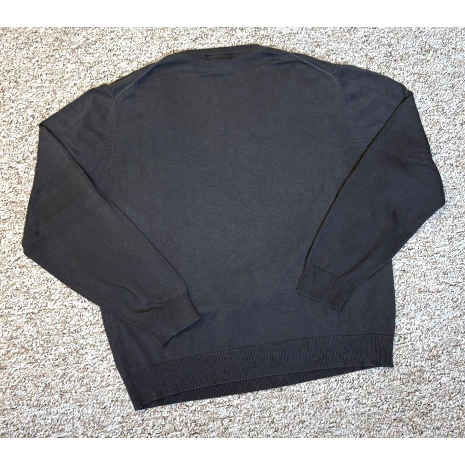 Vintage VINTAGE Allen Solly Sweater Pullover V-Neck Knit Dark Grey Silk Cotton Men L Pullover Knit Mens Regular Size US L / EU 52-54 / 3 - 4 Thumbnail