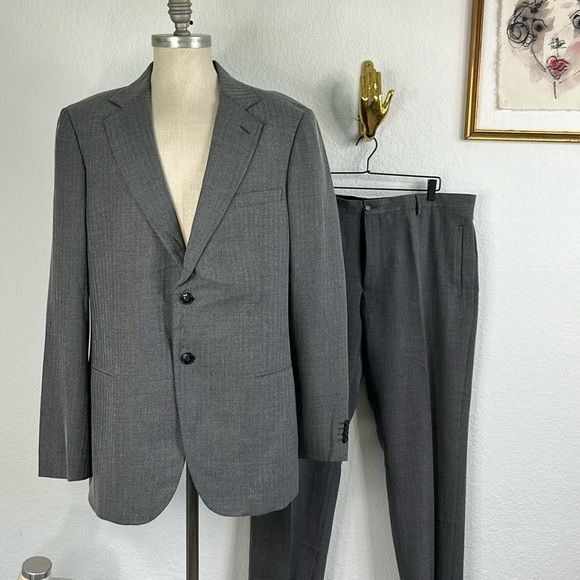 Giorgio Armani Giorgio Armani Marled Virgin Wool 2 Pc 2 Button Suit Size 50L - 1 Thumbnail