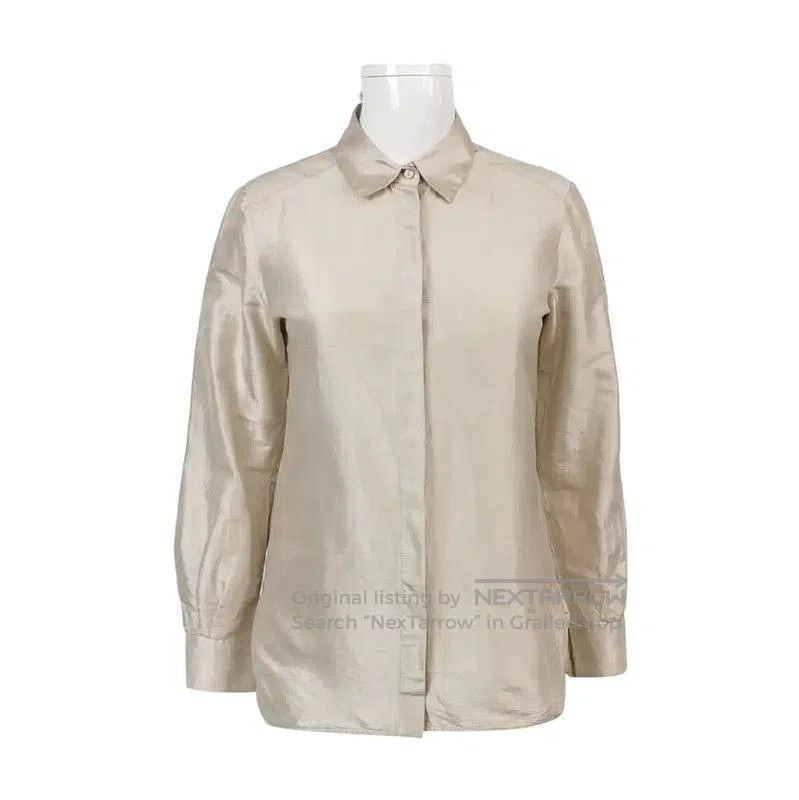 Max Mara MaxMara Silver Silk Shirt for Women . Size XS / US 0-2 / IT 36-38 - 1 Thumbnail