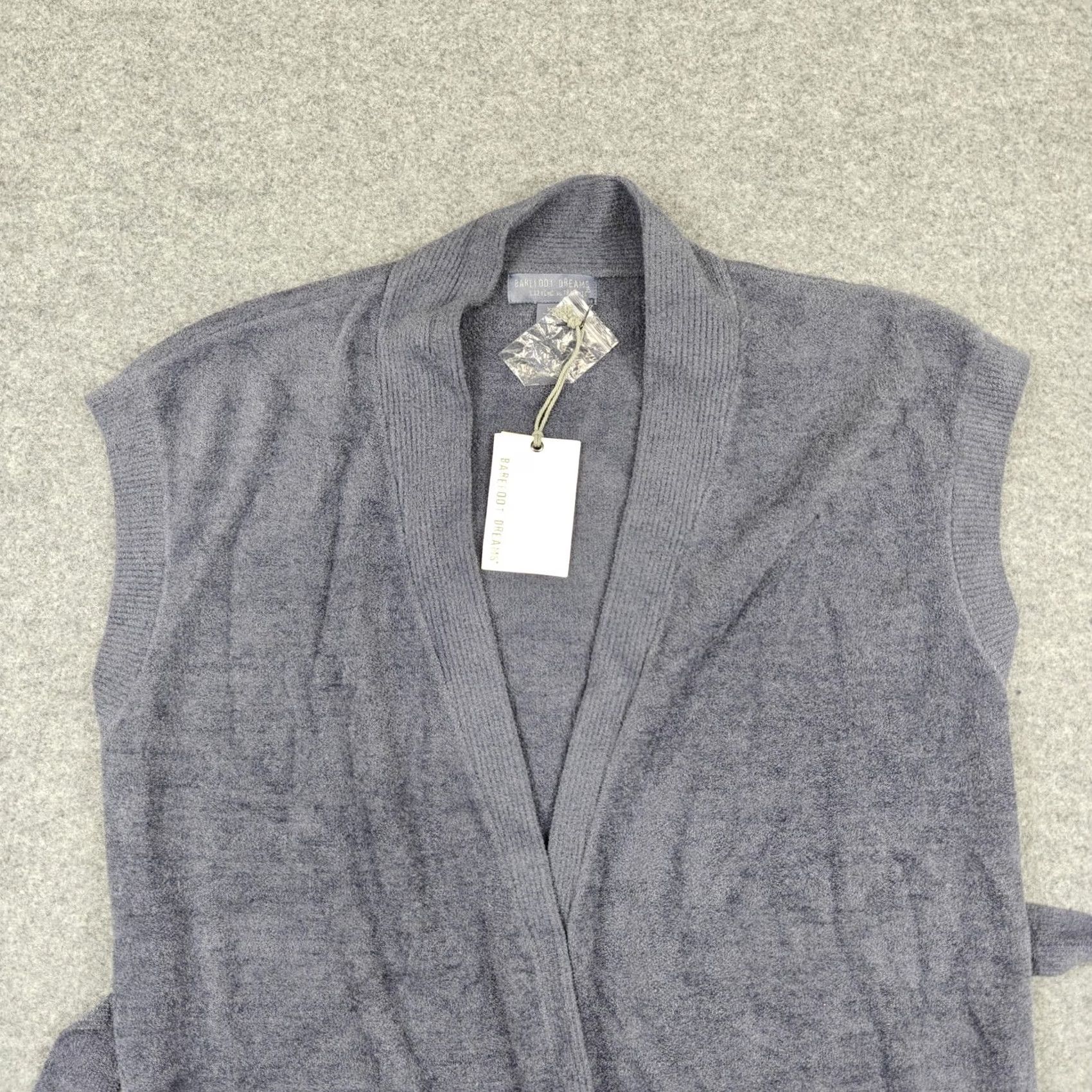 Vintage Barefoot Dreams Sweater Vest Womens XS Blue CozyChic Ultra Lite Tie Waist New Size XS / US 0-2 / IT 36-38 - 2 Thumbnail