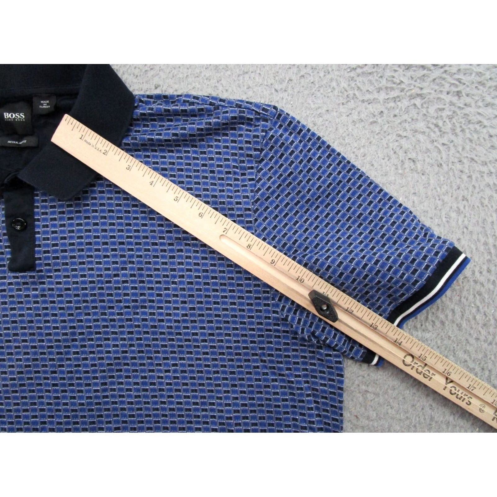 Hugo Boss HUGO BOSS Polo Short Sleeve Mens Geometric Cotton Jersey Shirt Slim Regular Size L Multicolor Golf Casual Activewear Size US L / EU 52-54 / 3 - 7 Thumbnail