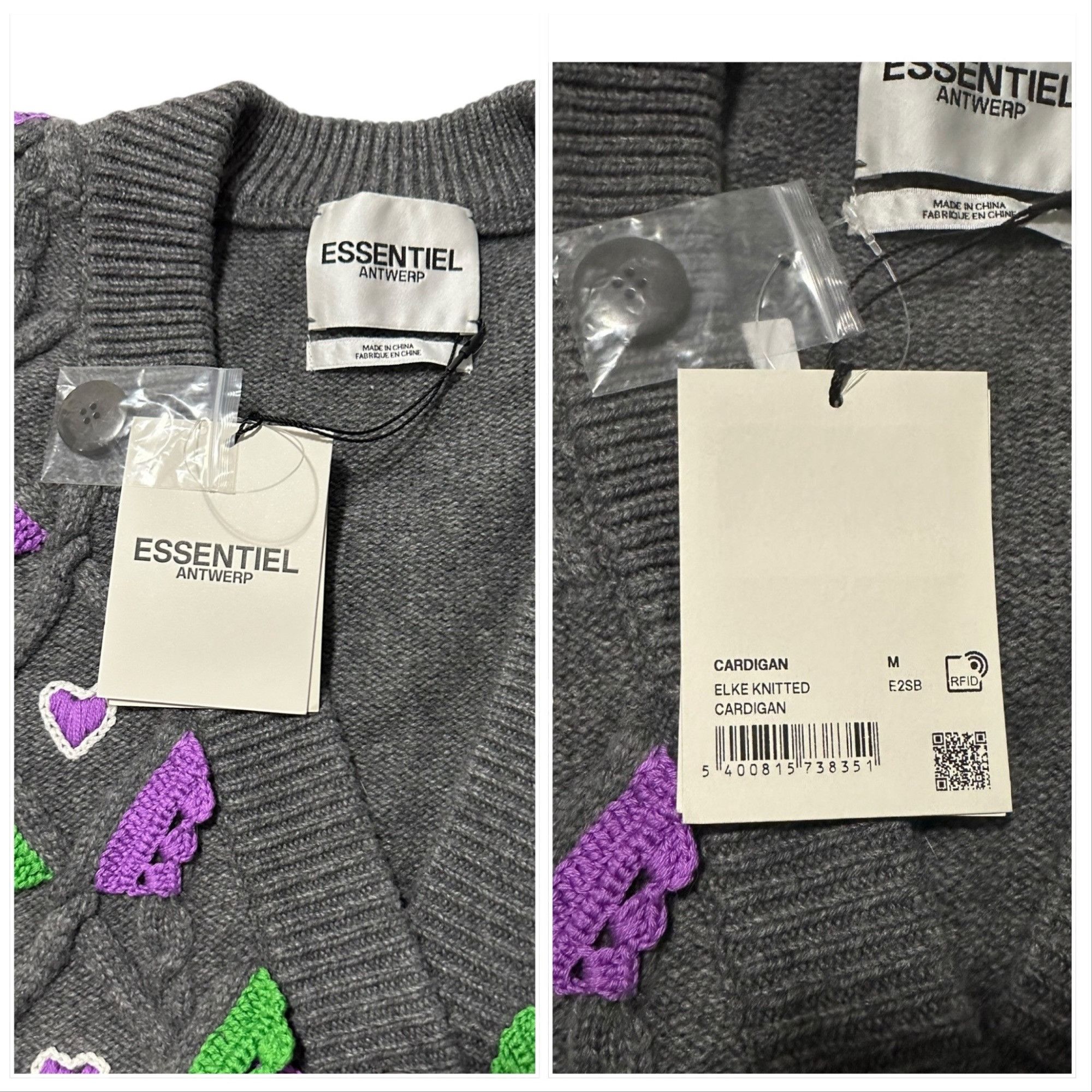 Essentiel Antwerp ESSENTIEL ANTWERP Elk Oversized Wool Cardigan, Size M, Gray, Size M / US 6-8 / IT 42-44 - 3 Thumbnail