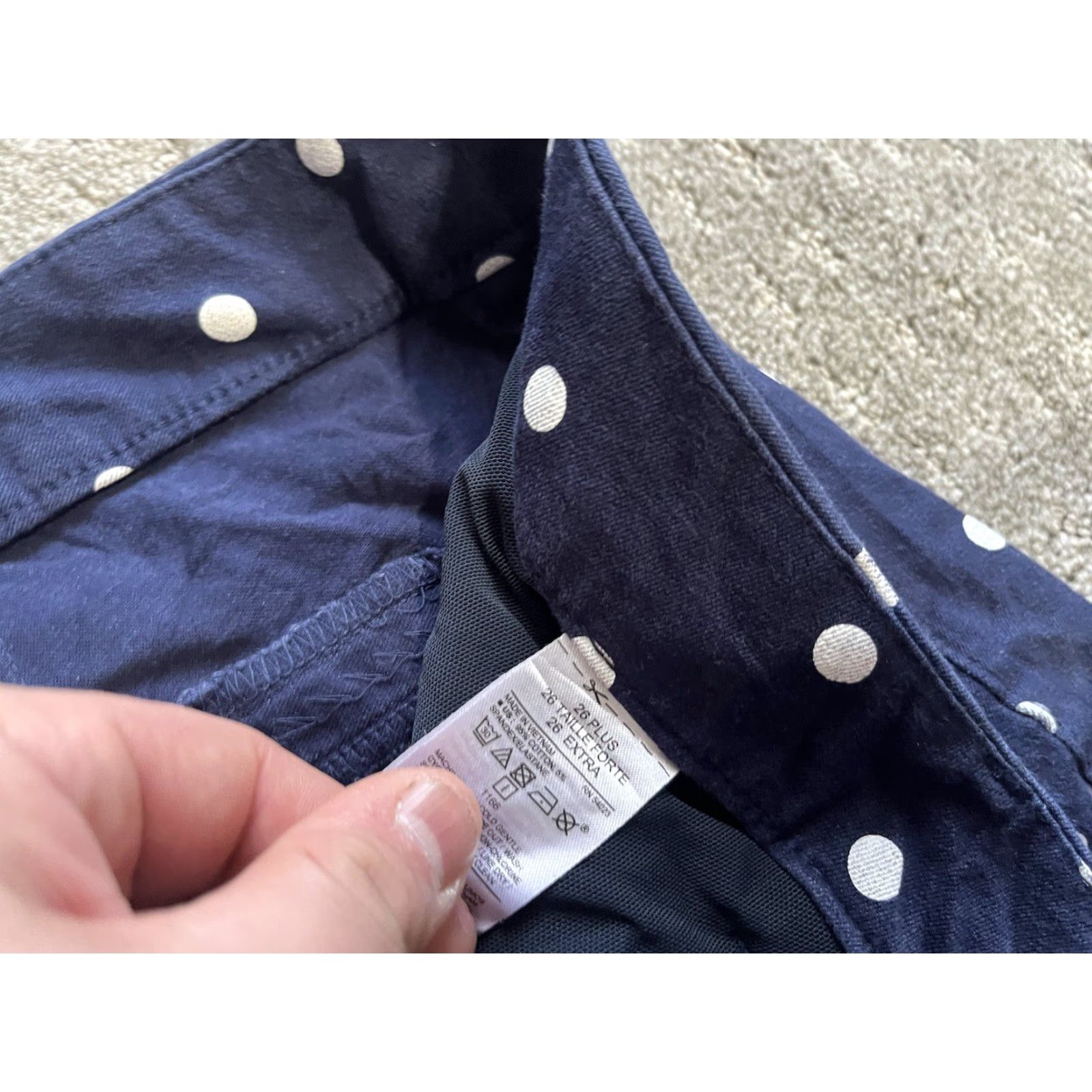 Old Navy Old Navy Pixie Pants Womens 26 Plus Blue White Polka Dot Mid Rise Flat Front Size 26" / US 2 / IT 38 - 6 Thumbnail