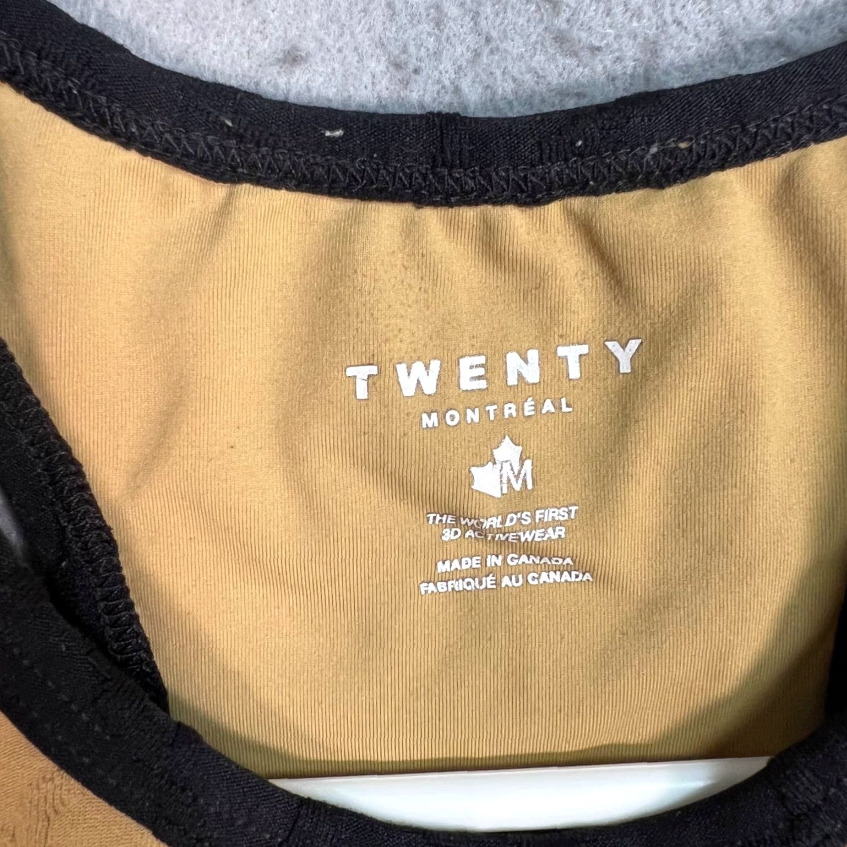 Vintage Twenty Montréal Womens Size Medium Racerback Crop Top Yellow Textured Shirt Size M / US 6-8 / IT 42-44 - 3 Thumbnail
