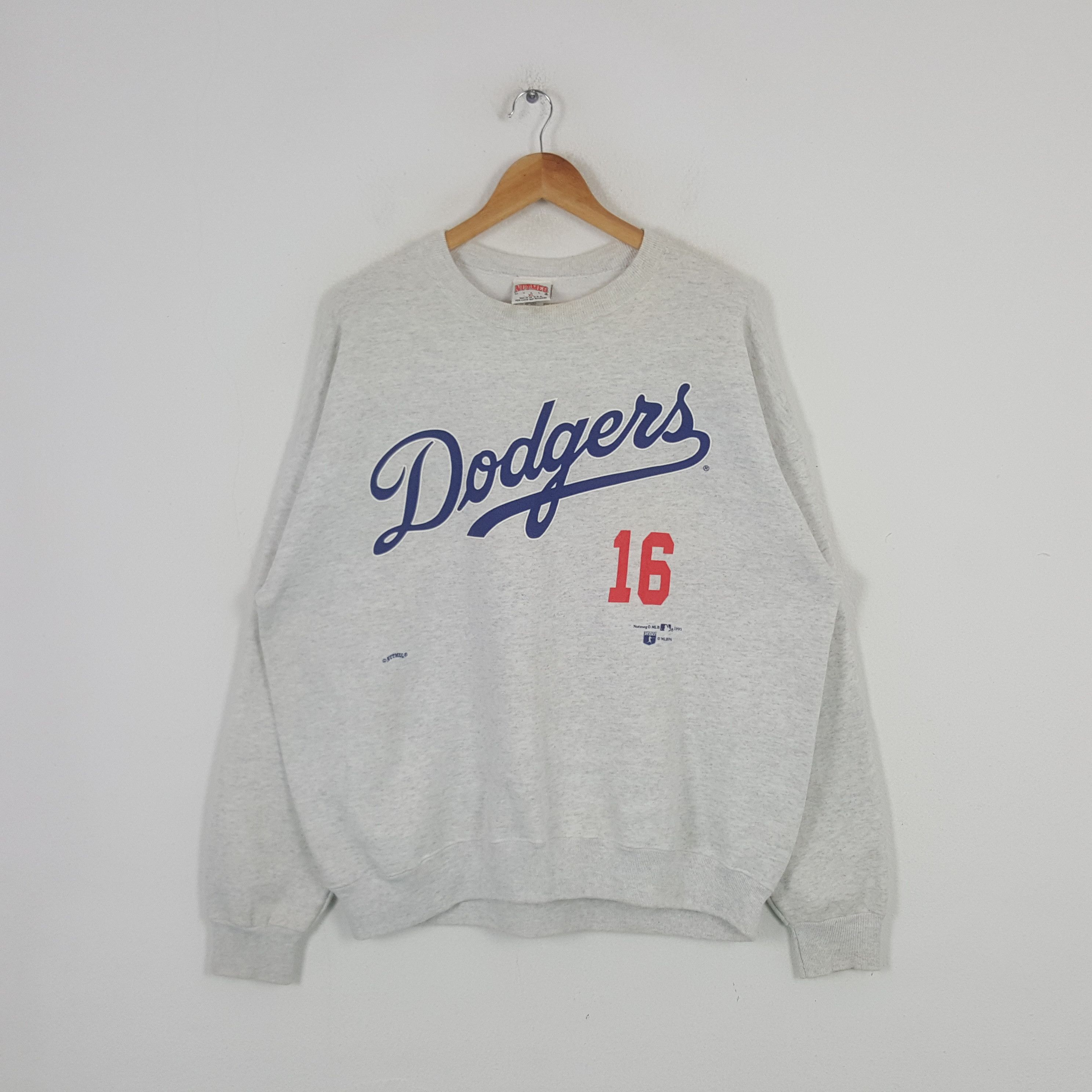 MLB × Nutmeg × Vintage Vintage Dodgers Nomo 16 Baseball Team Sweatshirt C282N14 Size US XL / EU 56 / 4 - 1 Thumbnail