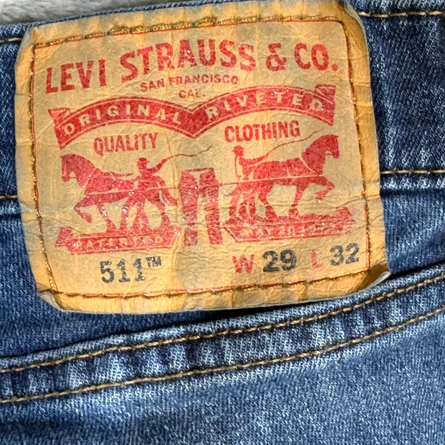 Levi's VINTAGE? Levi’s 511 Straight Leg Jeans 29x32 Blue Medium Wash Mens Regular 29 Blue Denim Stretch Slim Modern 511 Jeans Mens Jeans Cargo? Size US 29 - 6 Thumbnail
