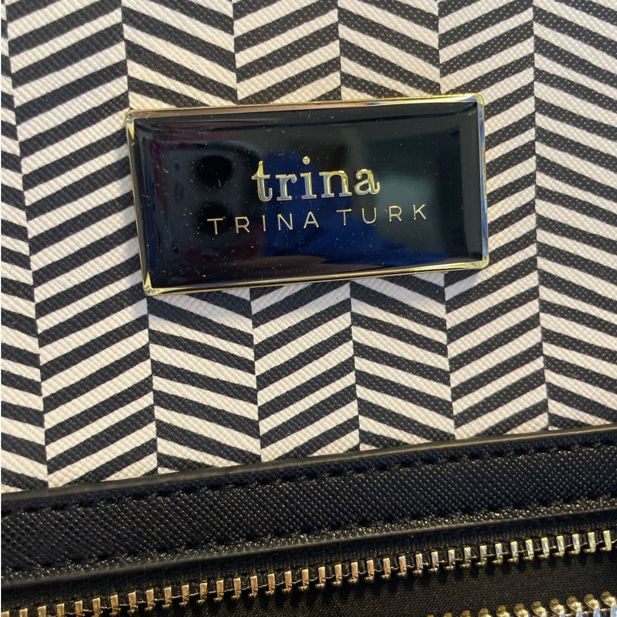 Trina Turk Trina Turk Herringbone Black White Shoulder Tote Strap NWT Size ONE SIZE - 1 Thumbnail