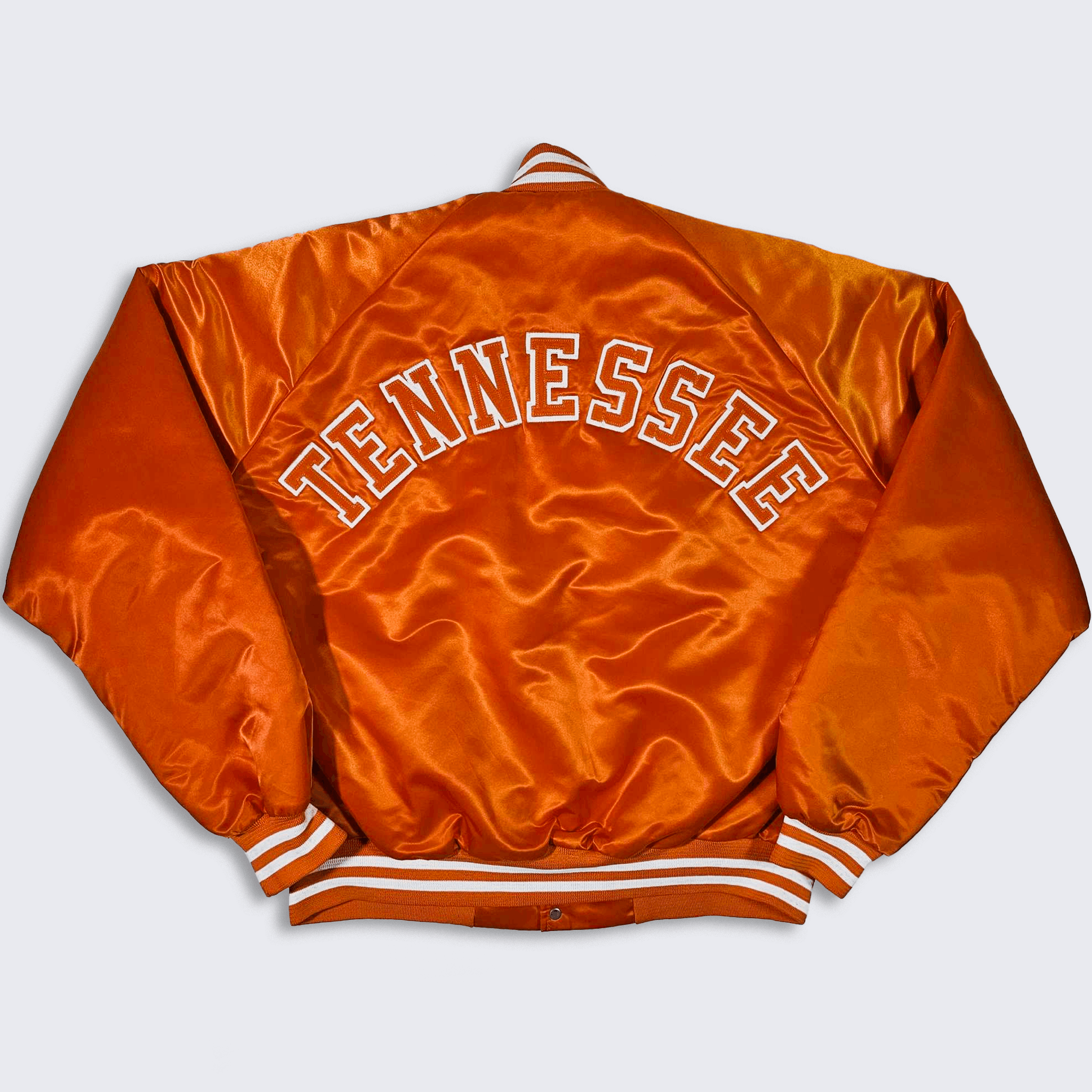 image of Tennessee Volunteers 80's Chalk Line Satin Bomber Jacket in Orange, Men's (Size XL)