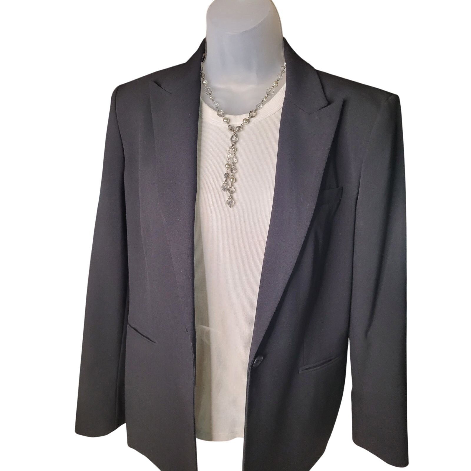 Calvin Klein Calvin Klein Black One Button Blazer 2 Pockets Fitted SZ 8 Size M / US 6-8 / IT 42-44 - 6 Thumbnail