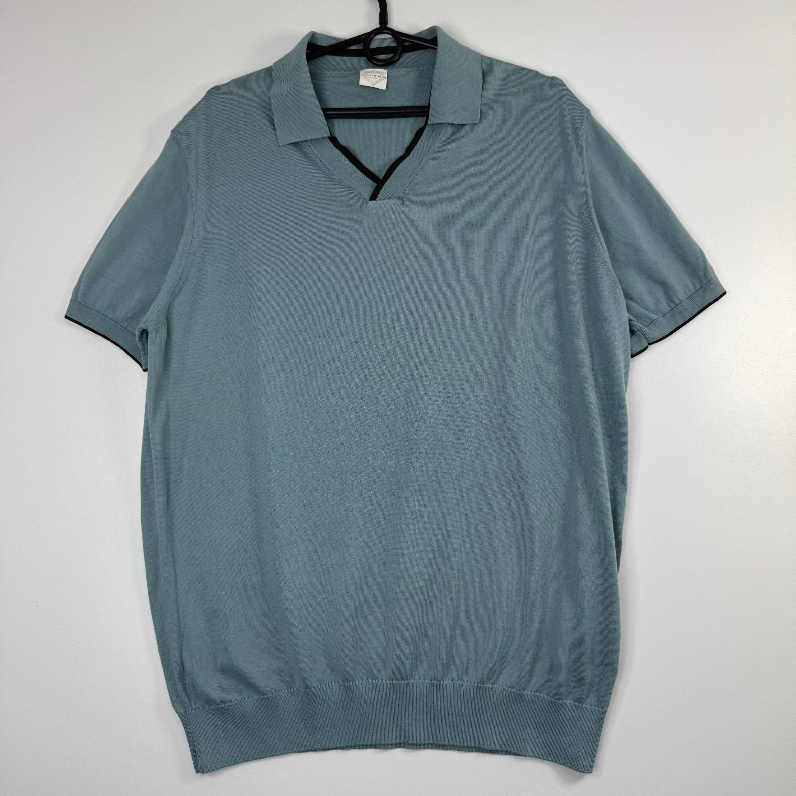 Pal Zileri Pal Zileri Mens Knit Polo Shirt Light Blue Short Size 56 Size US L / EU 52-54 / 3 - 1 Thumbnail