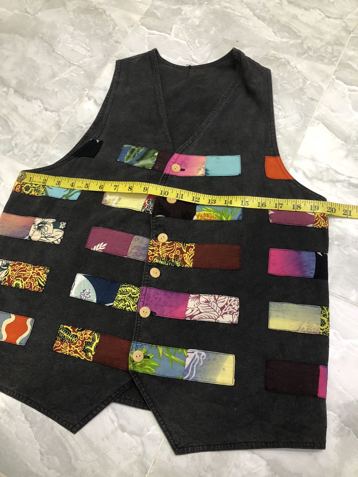 Japanese Brand El Rodeo Japan Patchwork Artisan Vest Black Faded Boho Craft Size US S / EU 44-46 / 1 - 19 Thumbnail