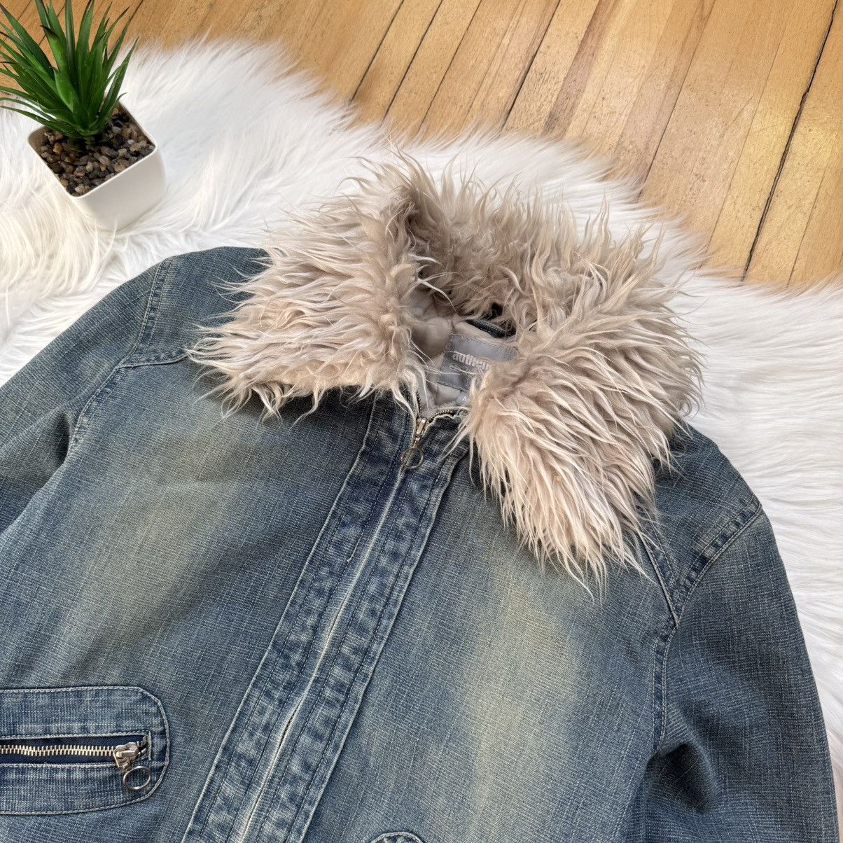 If Six Was Nine 📌 Crazy Y2K Fur Sherpa 00s Vintage Denim Jacket Size M / US 6-8 / IT 42-44 - 2 Thumbnail