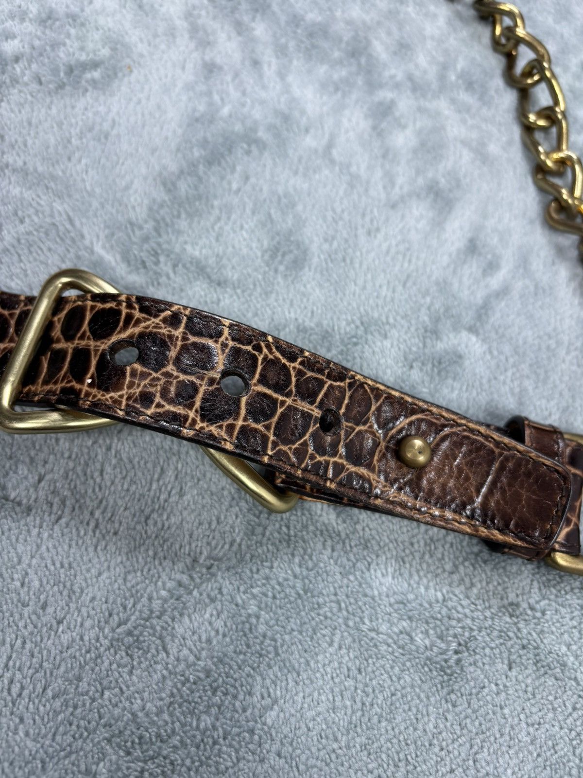 Designer × Leather Rare J & M Davidson Chain Leather Belt Size ONE SIZE - 4 Thumbnail