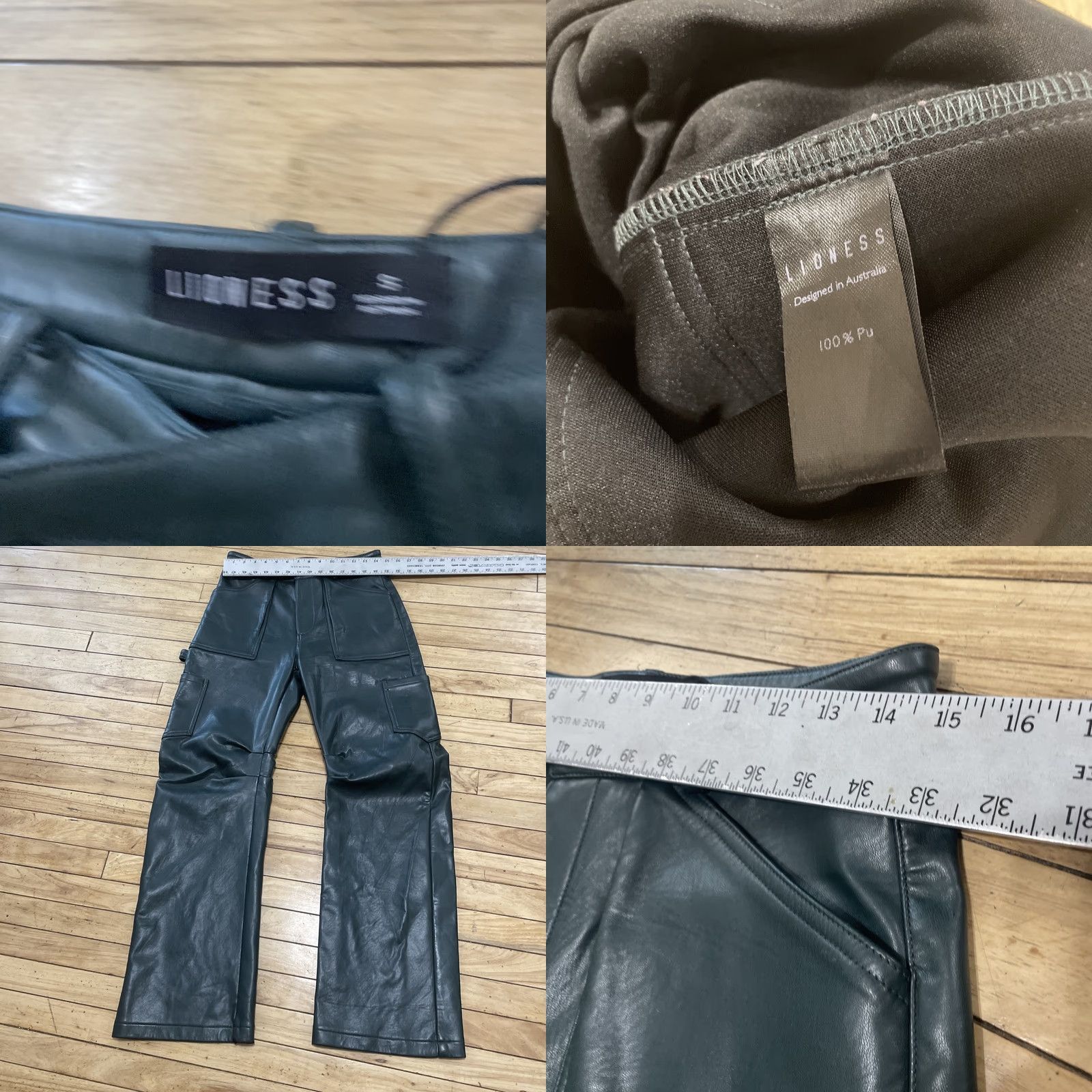 Lioness Lioness Cargo Pants Women S Army Green Faux Leather Carpenter Pocket Barrel Leg Leather Pants Streetwear Size 28" / US 6 / IT 42 - 8 Thumbnail