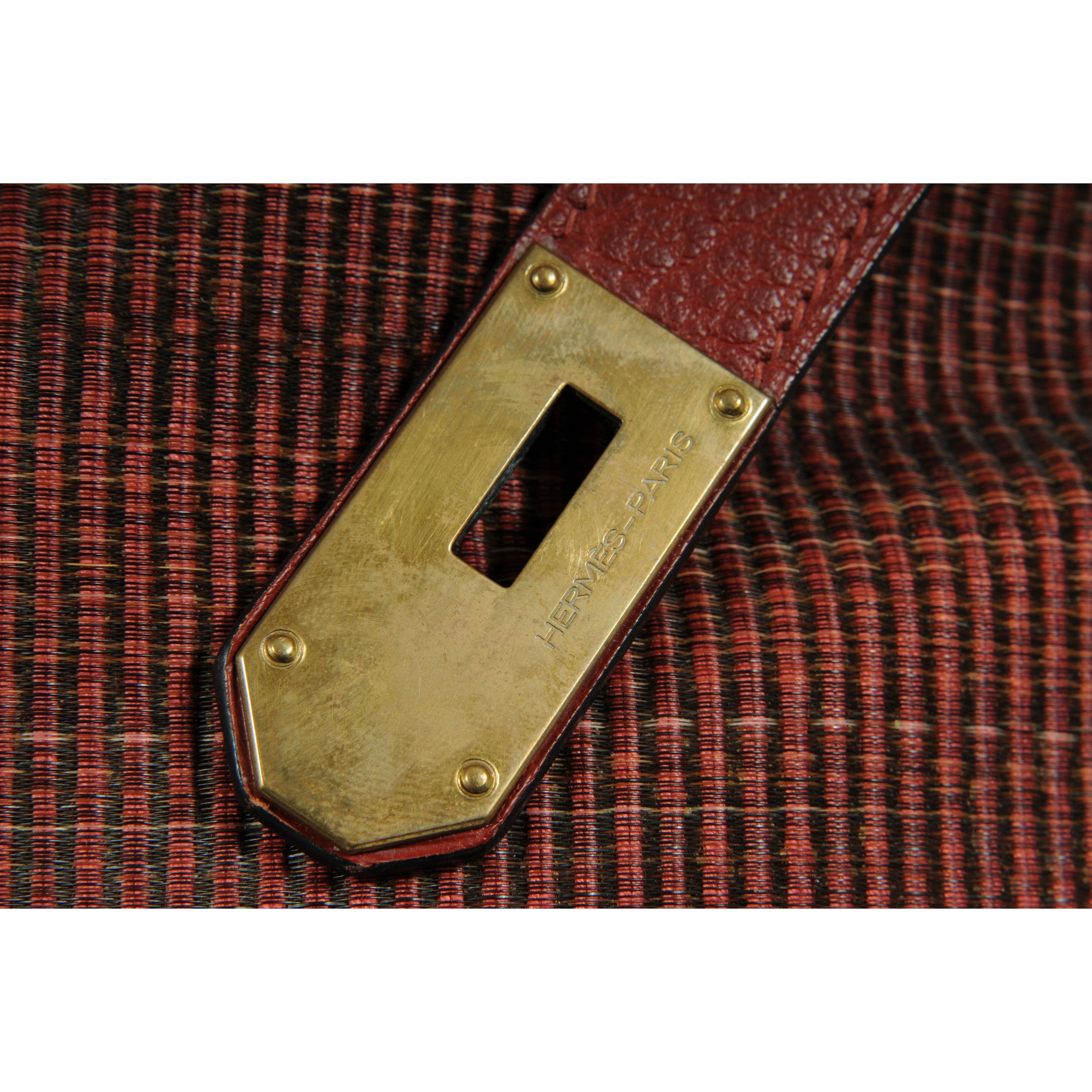Hermes Haute A Courroies Hac 50 Red Rogue H Crinoline Buffalo Gold Size ONE SIZE - 11 Thumbnail
