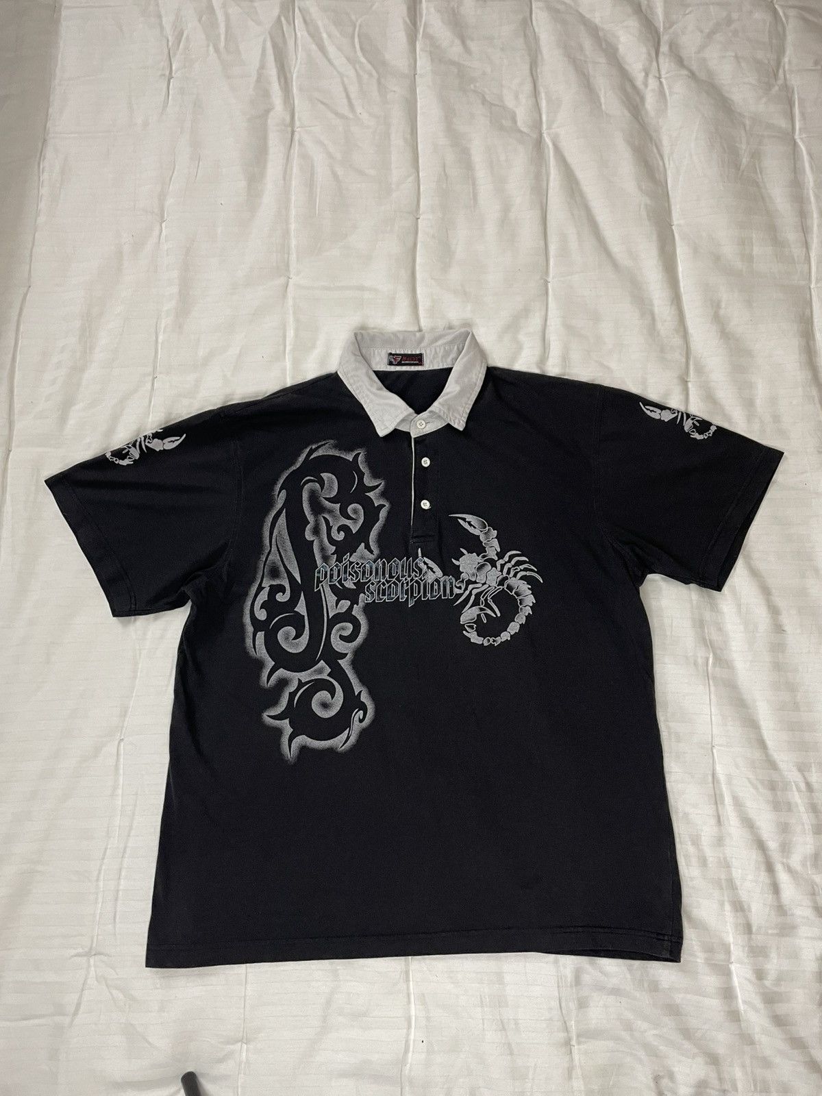 If Six Was Nine Vintage Rare Alt Tribal Poisonous Scorpion Polo T-shirt Size US XL / EU 56 / 4 - 1 Thumbnail