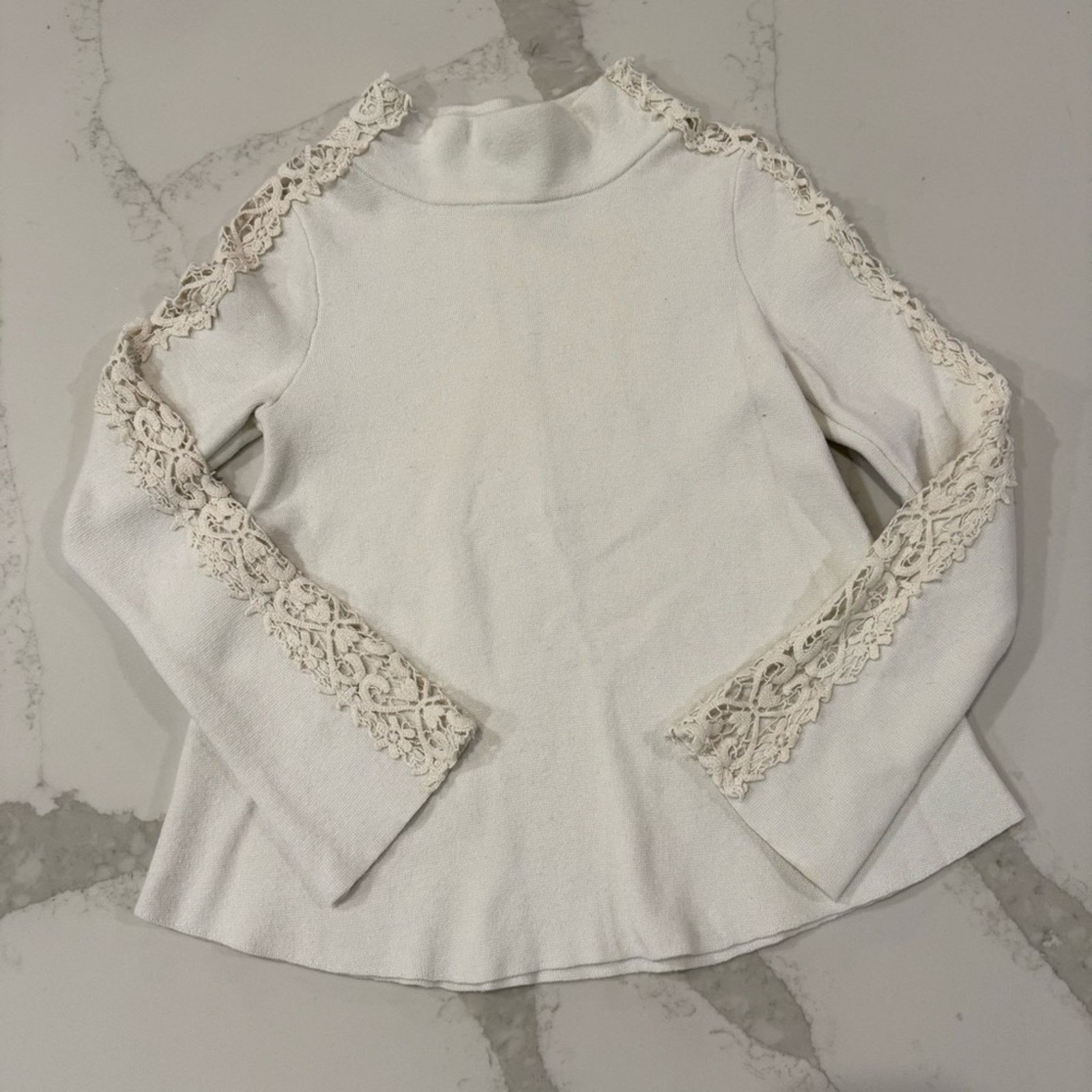 Anthropologie Knitted & Knotted Cashmere Blend Crochet Sweater Women Small Size S / US 4 / IT 40 - 3 Thumbnail