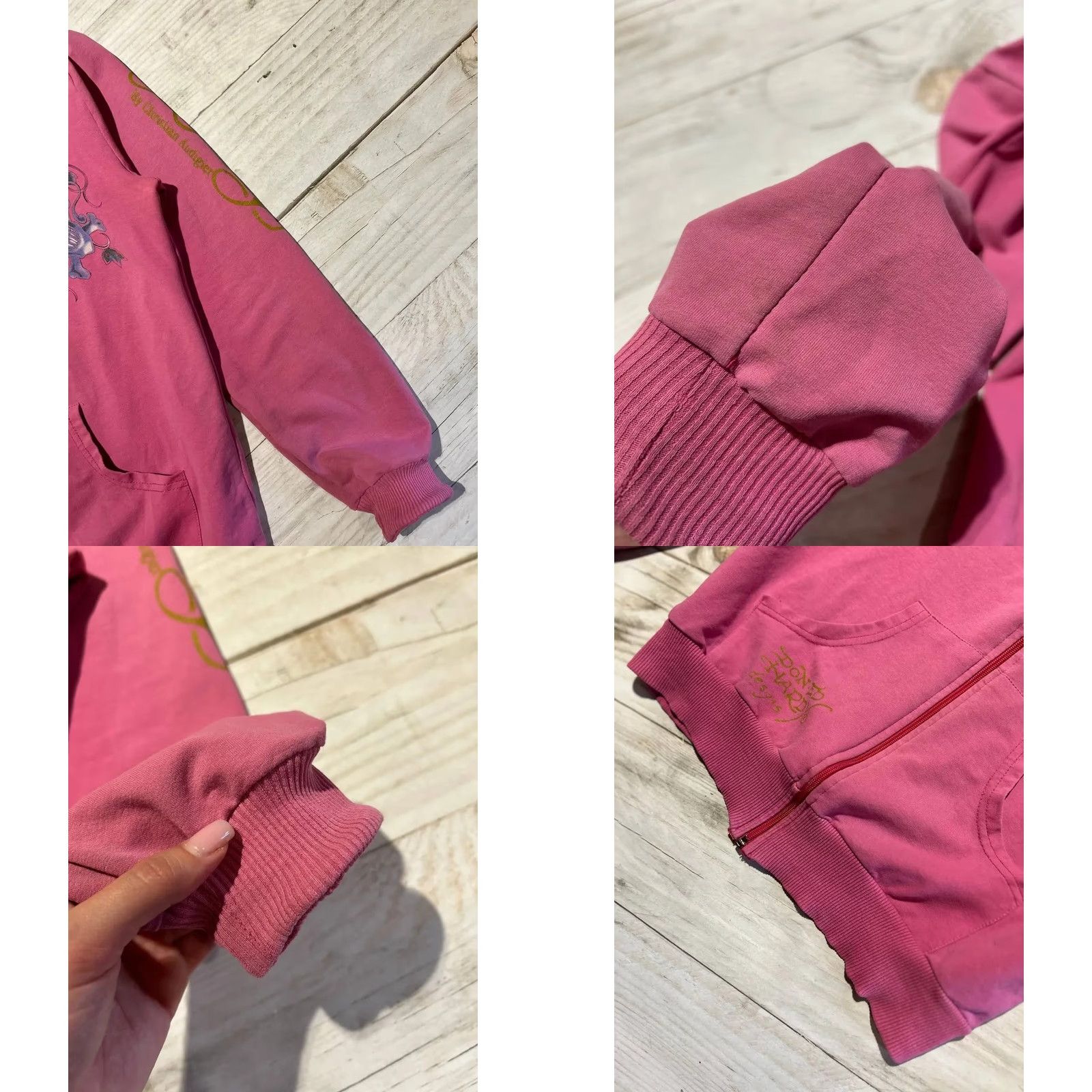 Ed Hardy VINTAGE Ed Hardy Hoodie Y2K Zip Up Women M Pink Size M / US 6-8 / IT 42-44 - 9 Thumbnail