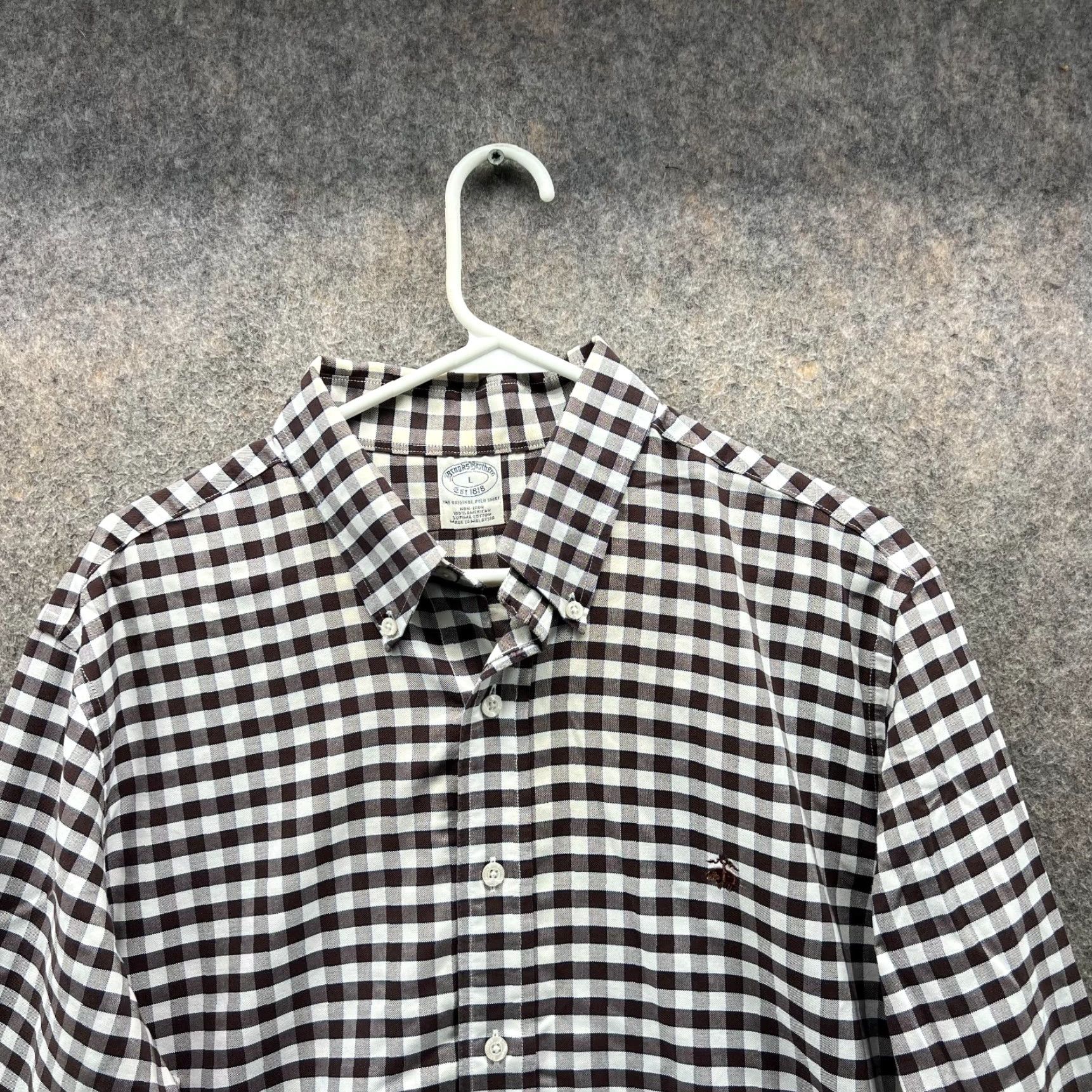 Brooks Brothers VINTAGE Brooks Brothers 1818 Shirt Mens Large Brown White Button-Down Gingham Preppy Shirt Mens Large Brown White Button-Down Gingham Preppy Size US L / EU 52-54 / 3 - 4 Thumbnail