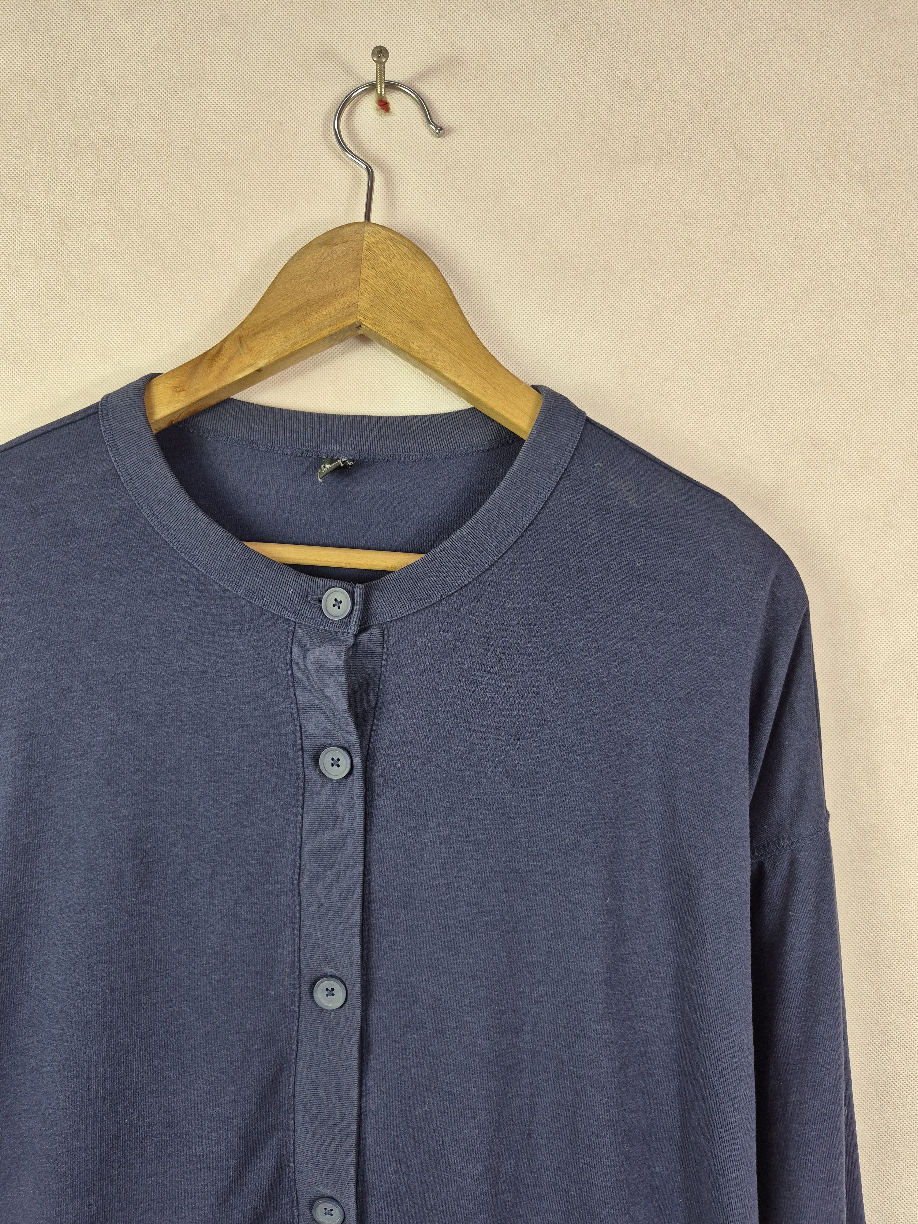 Japanese Brand 🔥 Uniqlo Navy Light Button Jacket Cardigan Size US XXL / EU 58 / 5 - 2 Thumbnail