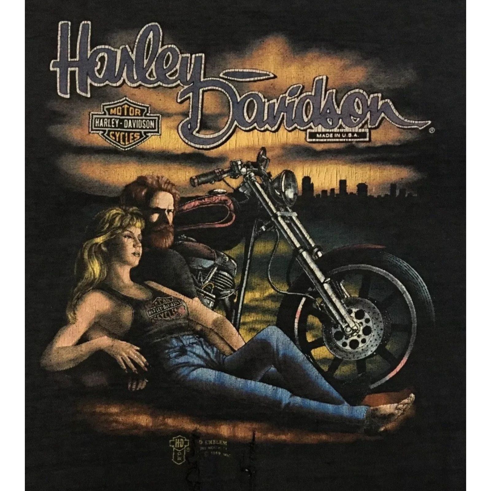 Harley Davidson VINTAGE Harley Davidson 3D Emblem Shirt XL Black Distressed Texarkana 80s 90s Biker Grunge USA USA Mens T-Shirt Graphic Tee Size US L / EU 52-54 / 3 - 3 Thumbnail