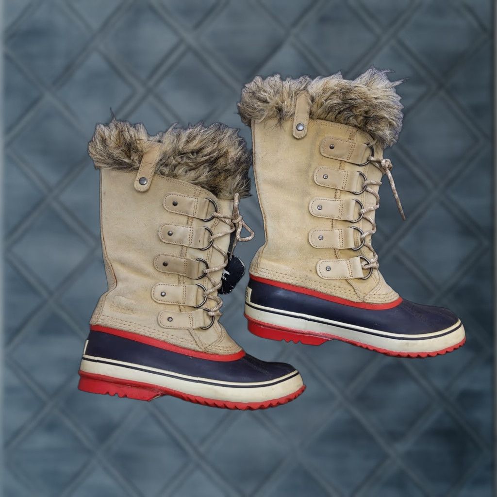SOREL VINTAGE Sorel Joan of Arctic Snow Boots Womens Size 8 40 Beige Suede Mid Calf Waterproof Size US 8 / IT 38 - 1 Thumbnail