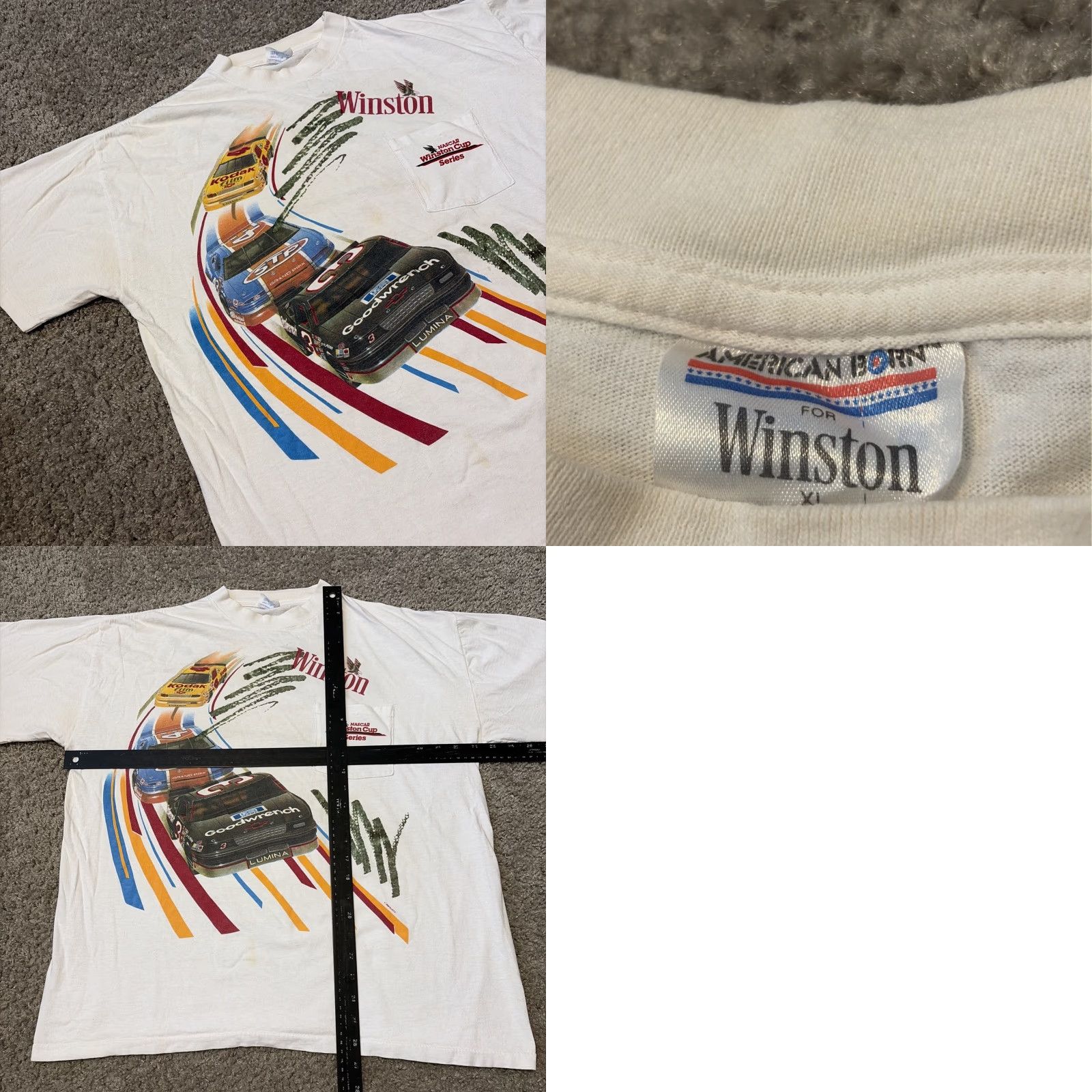 Vintage VINTAGE Winston NASCAR Front Pocket White Racing T-Shirt XL Men 90s Size US XL / EU 56 / 4 - 8 Thumbnail