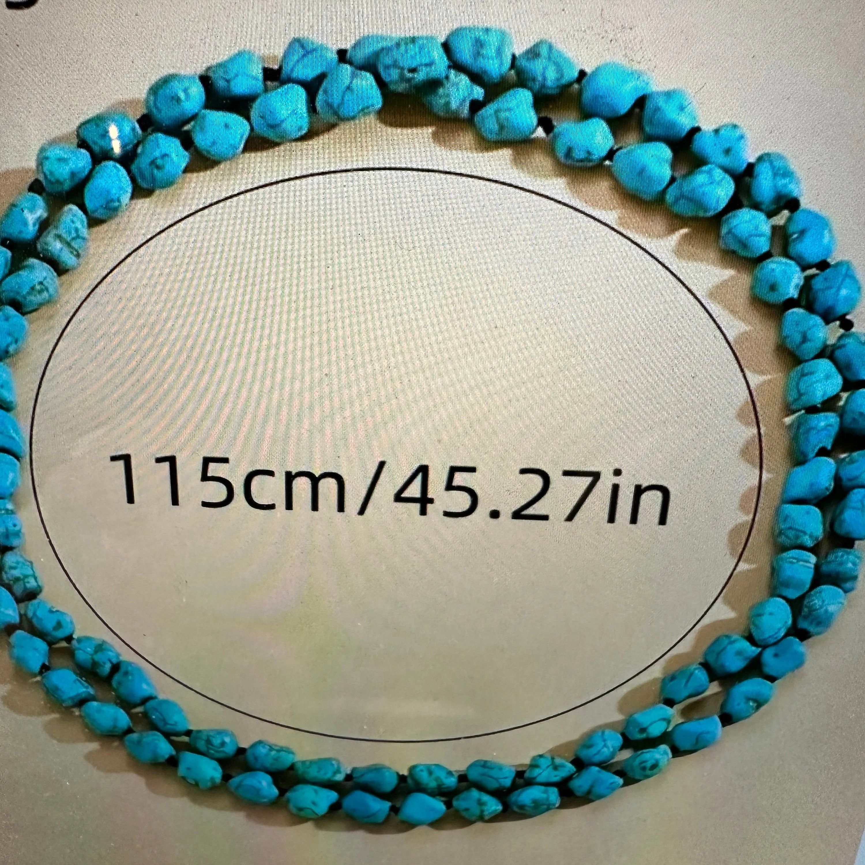 Other Handcrafted Boho Turquoise Stone Beaded Necklace, Double Wra Size ONE SIZE - 4 Thumbnail