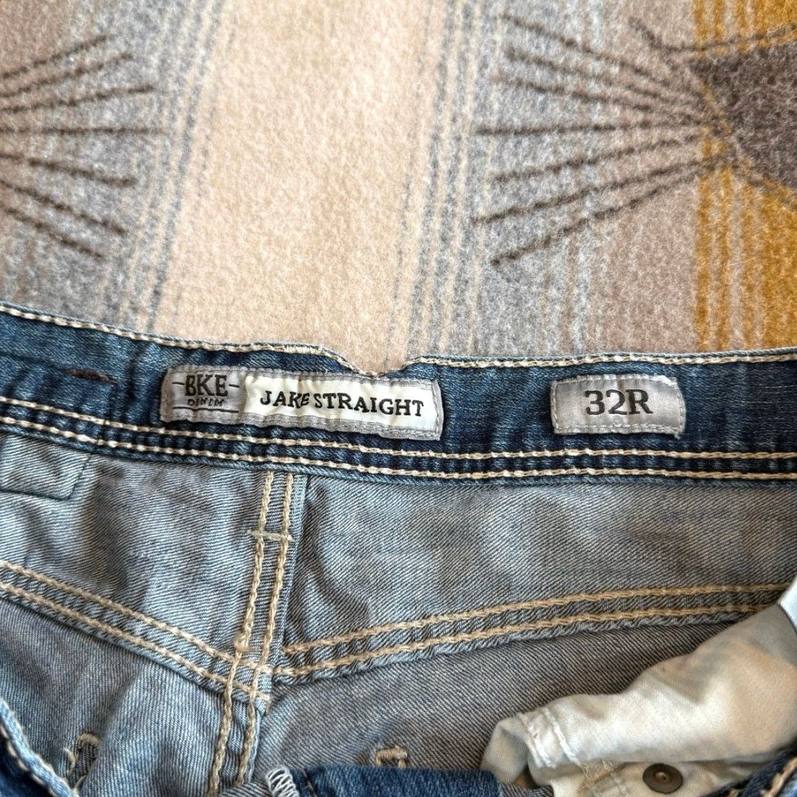 BKE BKE Jeans Mens Straight Denim 32x31 Stretch Embroidered Grunge Blue Y2K Buckle BKE Size US 32 / EU 48 - 3 Thumbnail