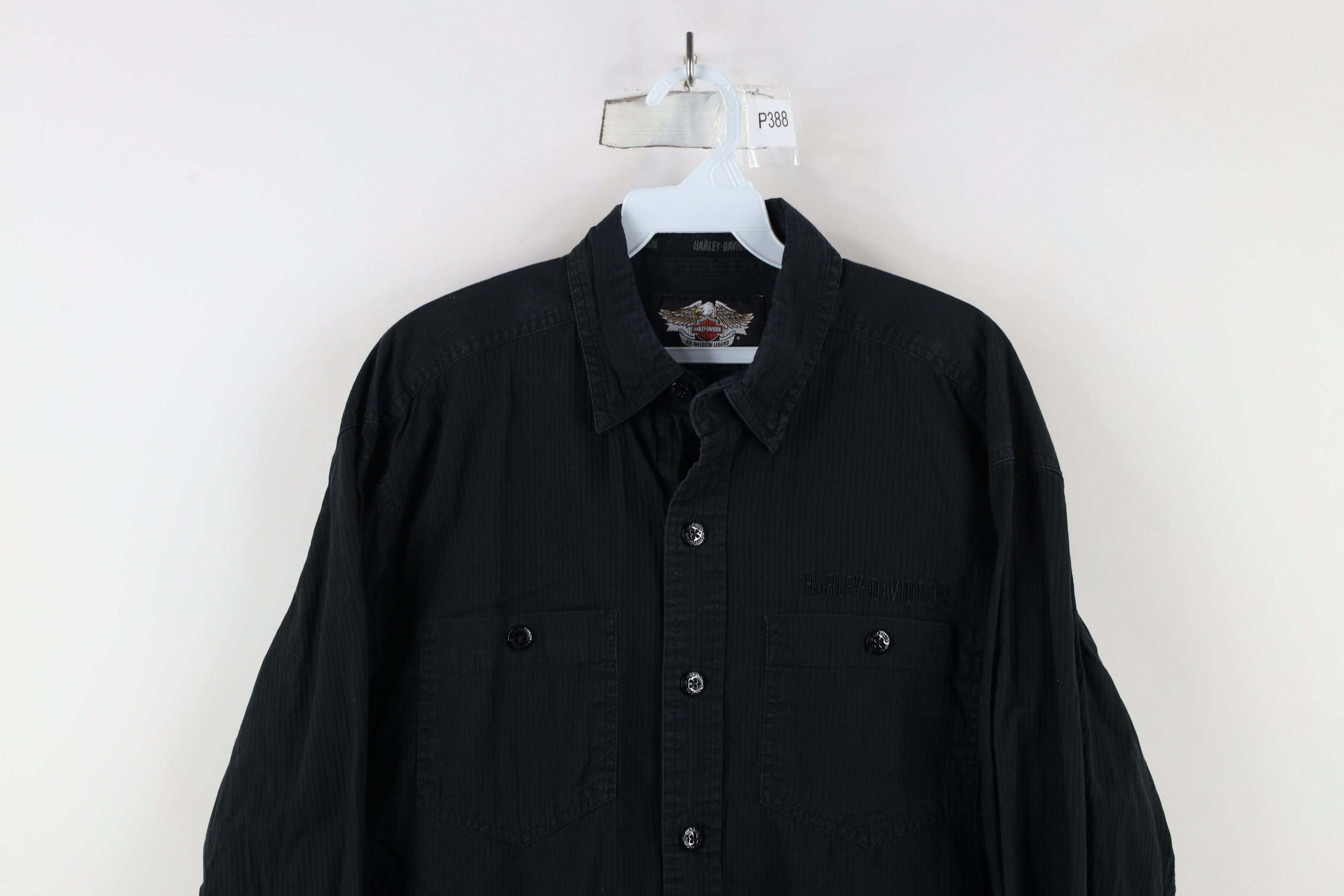 Harley Davidson × Vintage Vintage Harley Davidson Spell Out Striped Button Down Shirt Size US M / EU 48-50 / 2 - 2 Thumbnail